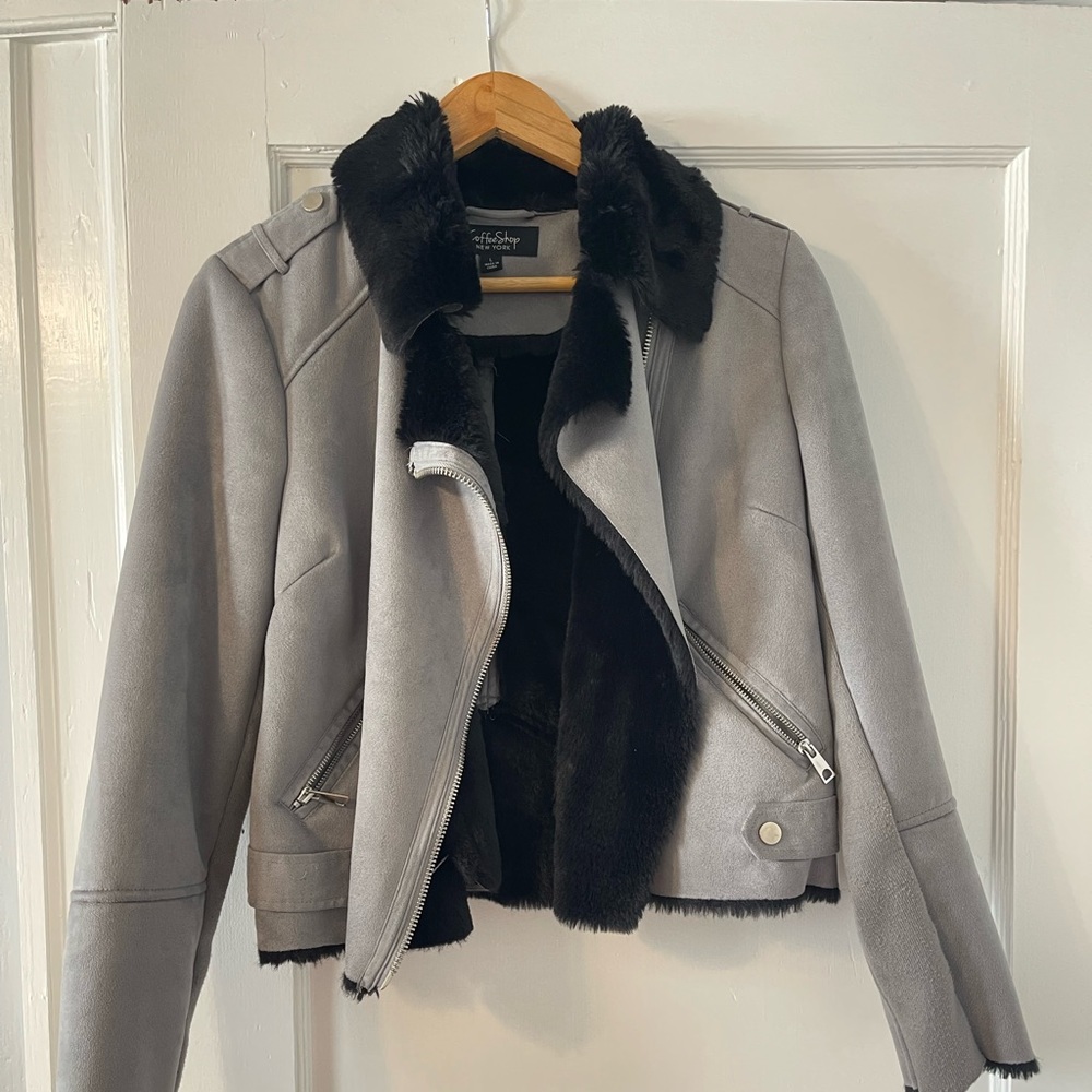 Coffee Shop New York Faux Fur & Suede Jacket Size L